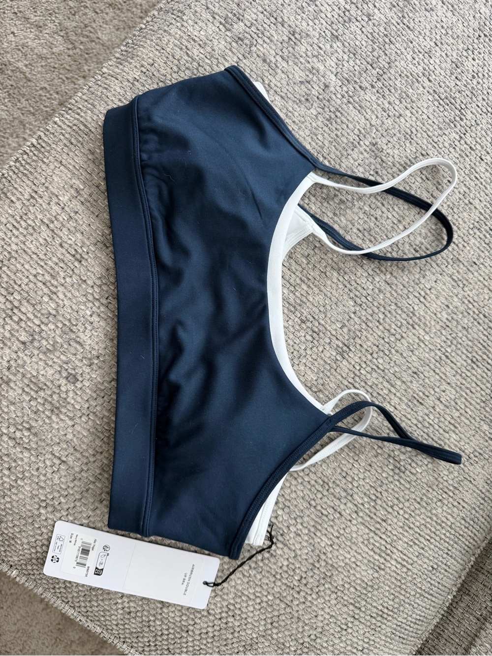 ALO Yoga Navy Sports Bralette with White Trim